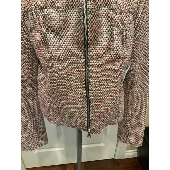 Theory Pink, Blue & White Tweed Zip-Up Jacket, Size 12 - Picture 3 of 8